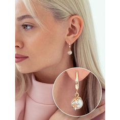 Серьги с подвесками Strekoza, серебро, 925 проба, золочение, жемчуг культивированный, фианит, длина 3.2 см, , золотистый Стрекоза