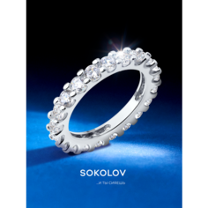 Кольцо SOKOLOV, серебро, 925 проба, родирование, фианит, размер 21