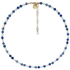 Бусы Strekoza Collection, агат, содалит, длина 40 см, золотой, голубой, белый, синий