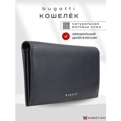 Кошелек Bugatti, фактура зернистая, темно-синий