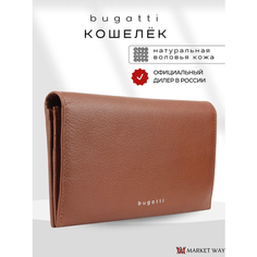 Кошелек Bugatti, фактура зернистая, коньячный