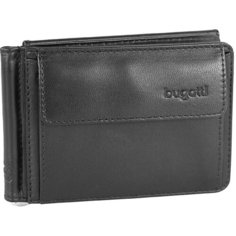 Зажим для купюр Bugatti, фактура гладкая, черный