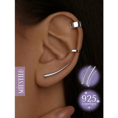 Серьги клаймберы MIESTILO, серебро, 925 проба, родирование, длина 2.9 см, , серебристый