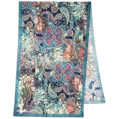 Палантин Павловопосадская платочная мануфактура для женщин,200х65 см, синий