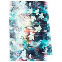 Палантин Павловопосадская платочная мануфактура для женщин,200х65 см, голубой