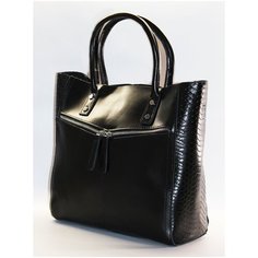 Сумка шоппер Finsa, фактура гладкая, черная