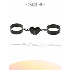 Кольцо на два пальца Caroline Jewelry, металл, безразмерное, черный