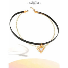 Чокер Caroline Jewelry, жемчуг имитация, кристалл, длина 30 см, золотой
