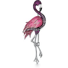 Брошь Dewi, серебро, 925 проба, фианит, эмаль