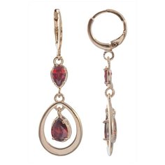 Серьги Lotus Jewelry, гранат, красный