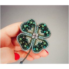 Брошь CuteBrooches, кристаллы Preciosa, зеленый