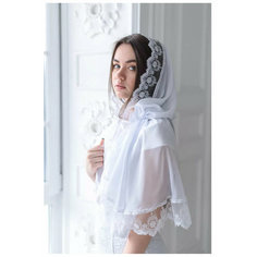 Платок для женщин,90х140 см, белый Крестим Деток