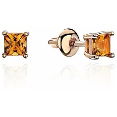 Серьги пусеты Эстет, красное золото, 585 проба, цитрин, , Желтый