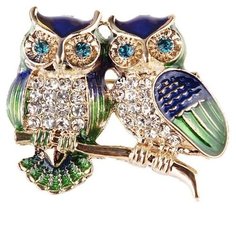 Брошь, золотой, зеленый, синий S Elena Jewelry Style