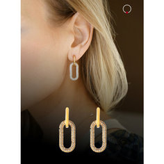 Серьги с подвесками, конго Kalinka modern story, кристалл, размер 32 мм, золотистый