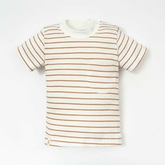 Футболка Крошка Я Basic line, размер 92, полоска бежевая