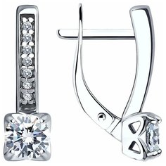 Серьги Diamant, серебро, 925 проба, родирование, фианит, размер 17 мм, длина 1.7 см