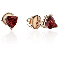 Серьги пусеты Эстет, красное золото, 585 проба, гранат, , красный