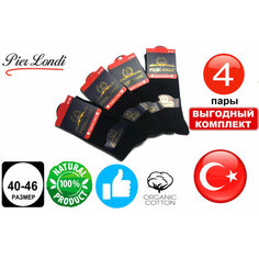Носки Pier Londi, комплект, 4 пары, размер 40-44, черный