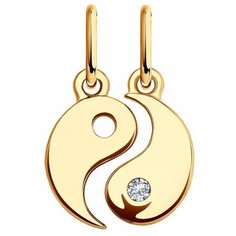 Подвеска Diamant, красное золото, 585 проба, фианит, размер 1.7 см., бесцветный