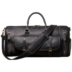 Сумка дорожная , 28 л, 23х24х51 см, ручная кладь, черная кожа Nip Mens bag