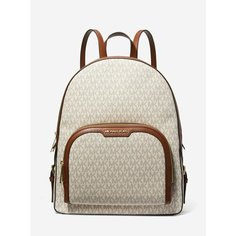 Рюкзак MICHAEL KORS Рюкзак женский ванильный средний из оригинального материала "Canvas" с золотой фурнитурой Michael Kors Jaycee Medium Logo Backpack Vanilla 35S2G8TB2B, фактура рельефная, тиснение, перфорированная, матовая, зернистая, коричневый