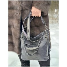 Сумка ведро LAK, фактура бархатистая, синий
