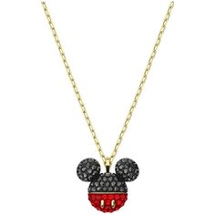 Колье SWAROVSKI, кристаллы Swarovski, длина 38 см, красный, черный, золотой