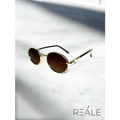 Солнцезащитные очки REALE, коричневый, золотой
