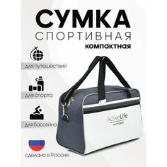 Сумка спортивная HAYDER, 15 л, 20х25х35 см, ручная кладь, серый