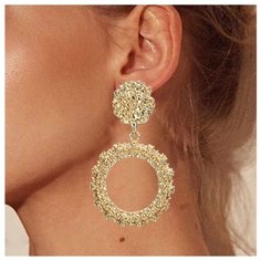 Серьги конго RINOVA, размер 45 мм, золотистый