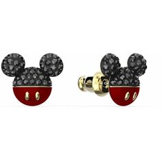 Серьги пусеты SWAROVSKI, кристаллы Swarovski, золотой, красный, черный