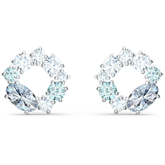 Серьги пусеты SWAROVSKI, кристаллы Swarovski, голубой, серебряный