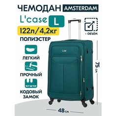 Чемодан Lcase Amsterdam, 122 л, размер L, темно-зеленый