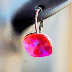 Серьги пусеты, кристаллы Preciosa, размер 12 мм, фуксия My Lollipop