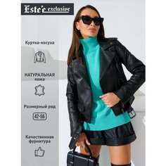 Кожаная куртка Estee exclusive Fur&Leather, размер XS, черный