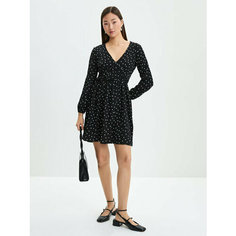 Платье Zarina, размер 2XS (RU 40), черный графика мелкая