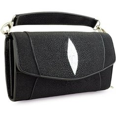 Сумка Exotic Leather, фактура зернистая, черный