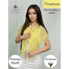 Платок для женщин,90х90 см, желтый Нет бренда