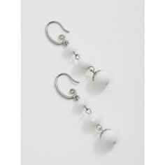 Серьги ЖемАрт, агат, белый/серебристый