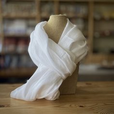 Шарф ЛЬНЯНОЕ для мужчин и женщин,190х70 см, one size, белый
