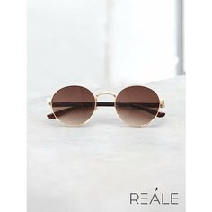 Солнцезащитные очки REALE, коричневый, золотой