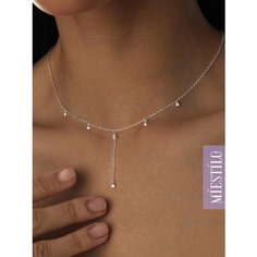 Колье MIESTILO, серебро, 925 проба, родирование, фианит, длина 45 см., серебристый