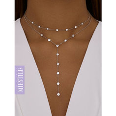 Колье MIESTILO, серебро, 925 проба, родирование, фианит, длина 38 см., серебристый