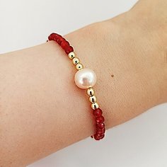Браслет JEWELRY A VENTO, сердолик, 10 шт., размер 17.5 см, размер S, диаметр 5.4 см, красный