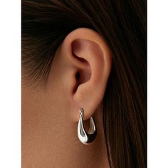 Серьги конго MIESTILO, серебро, 925 проба, родирование, размер 5 мм, длина 2.5 см, , серебристый, белый, серый