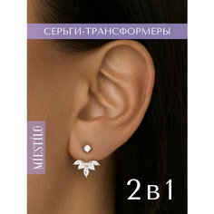 Серьги MIESTILO, серебро, 925 проба, родирование, фианит, , серебристый