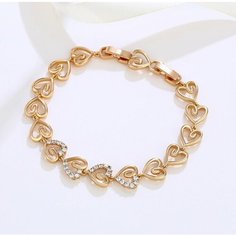 Плетеный браслет XUPING JEWELRY, циркон, размер 18.5 см, размер one size, золотистый