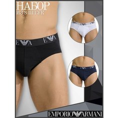 Трусы EMPORIO ARMANI, комплект из 3 шт., размер M, белый/синий/черный