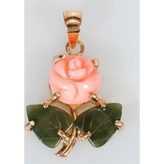 Подвеска Lotus Jewelry, коралл, нефрит, розовый/зеленый